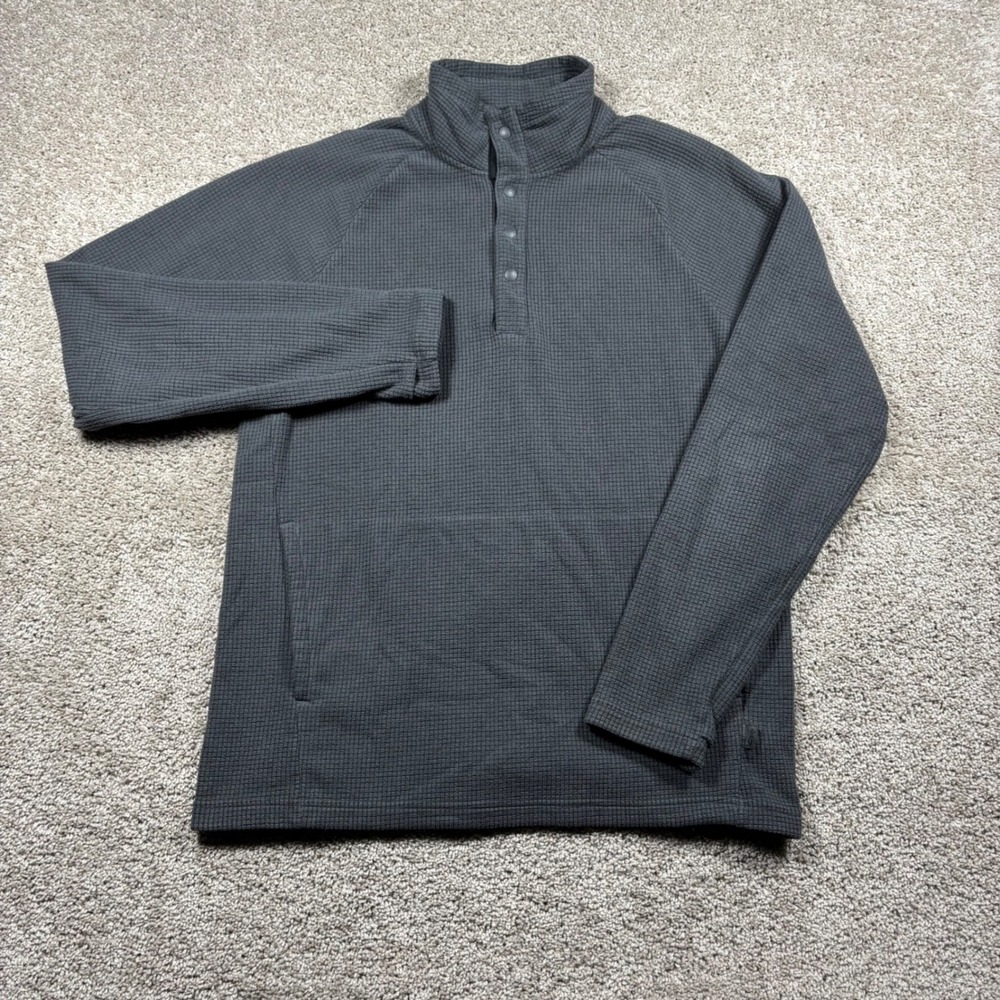 Outdoor Research Trail Mix Snap Pullover Gray Waffle Grid Fleece Mens Large